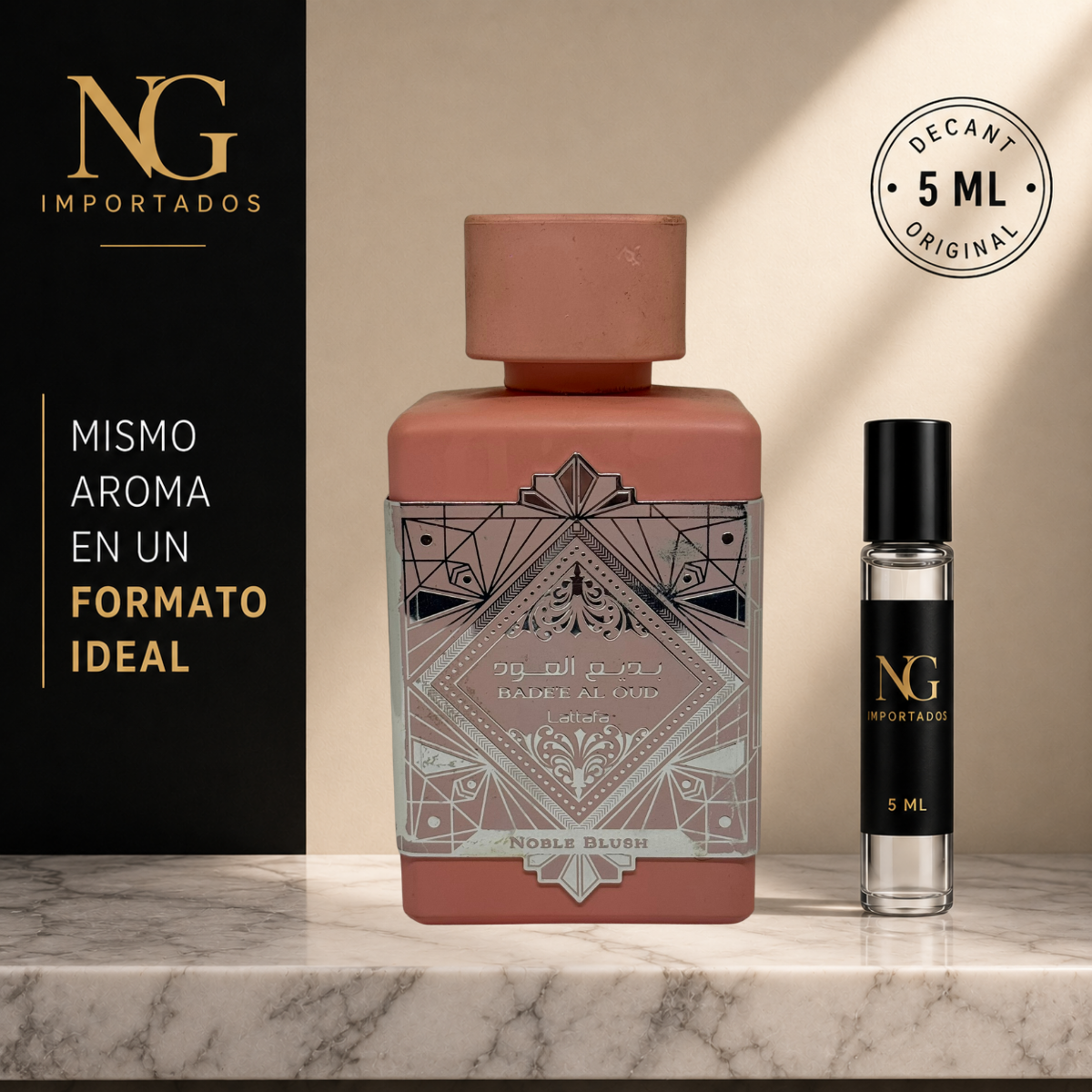 Decant Bade’e Al Oud Noble Blush Lattafa – 5 ml | Original