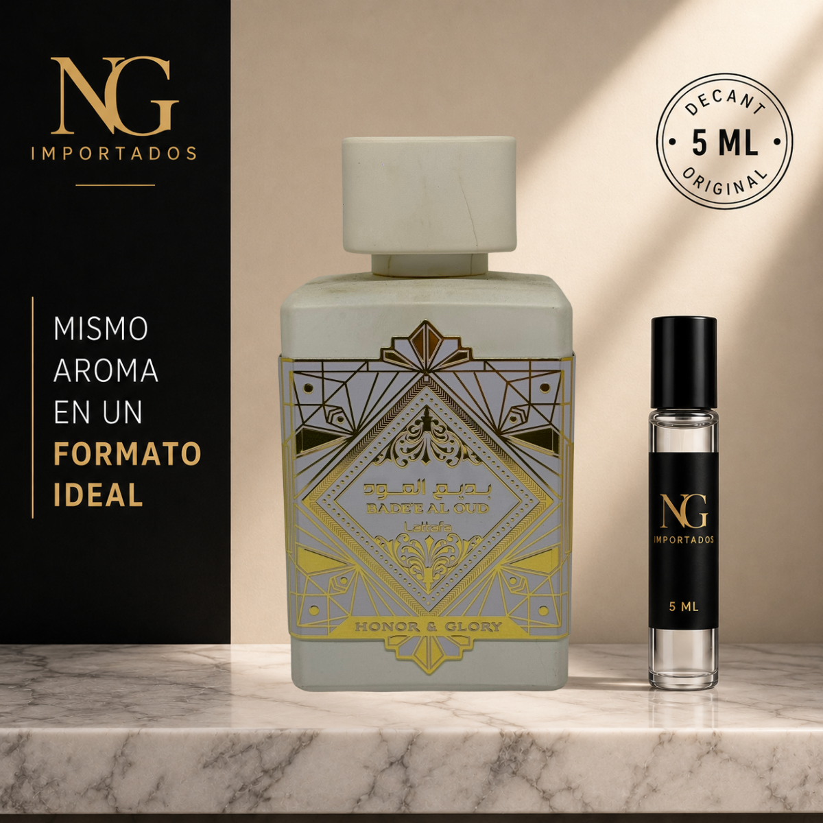 Decant Bade’e Al Oud Honor & Glory Lattafa – 5 ml | Original