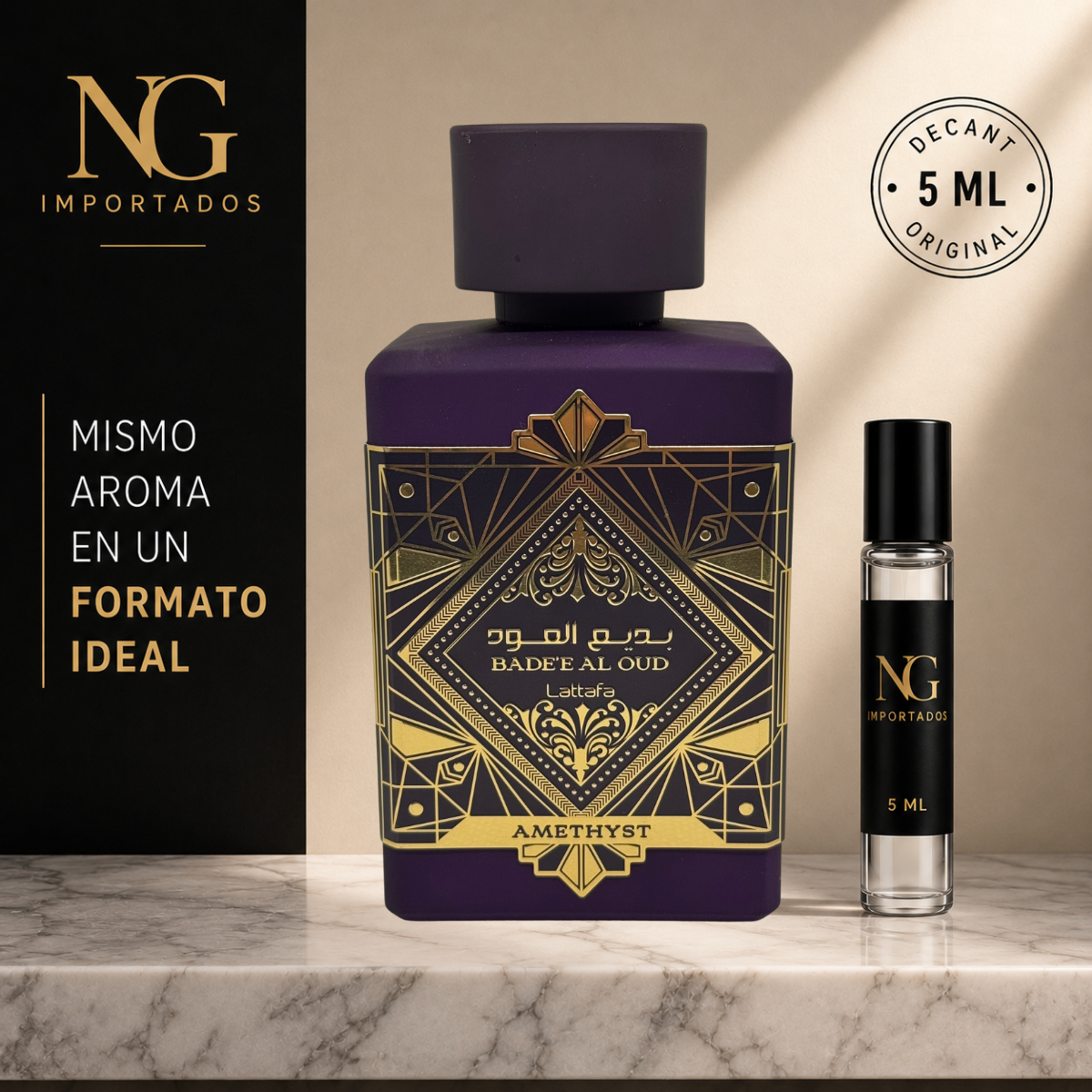 Decant Bade’e Al Oud Amethyst Lattafa – 5 ml | Original